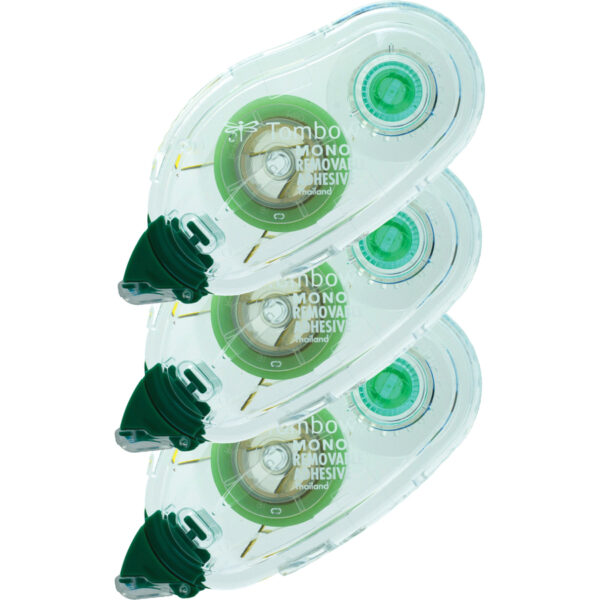 Removable Adhesive Refill, 0.33" x 39.33 ft, Dries White, 3/Pack