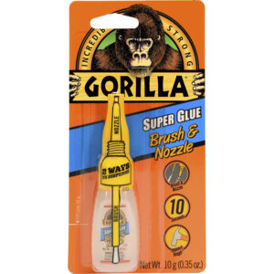 Super Glue with Brush and Nozzle Applicators, 0.35 oz, Dries Clear