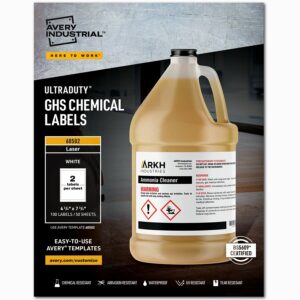 UltraDuty GHS Chemical Waterproof and UV Resistant Labels, 4.75 x 7.75, White, 2/Sheet, 50 Sheets/Box