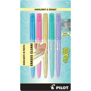 FriXion Light Pastel Collection Erasable Highlighters, Assorted Ink Colors, Chisel Tip, Assorted Barrel Colors, 5/Pack