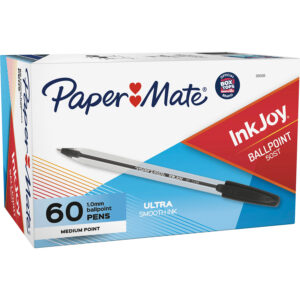 InkJoy 50ST Ballpoint Pen, Stick, Medium 1 mm, Black Ink, Clear Barrel, 60/Pack