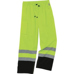 GloWear 8915BK Class E Hi-Vis Rain Pants Black Bottom, Small, Lime