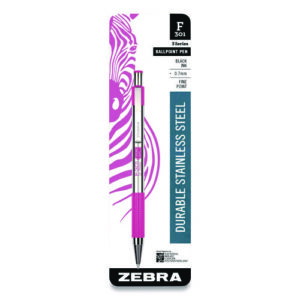 F-301 Breast Cancer Awareness Ballpoint Pen, Retractable, Fine 0.7 mm, Black Ink, Stainless Steel/Pink Barrel
