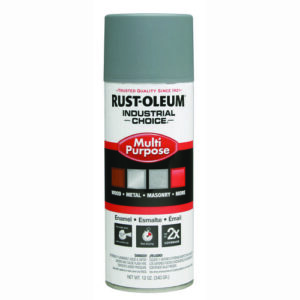 Industrial Choice 1600 System Multi-Purpose Enamel Spray Paint, Flat Gray, 12 oz Aerosol Can, 6/Carton