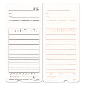 Time Clock Cards for Acroprint ATR480, Two Sides, 7.5 x 3.35, 50/Pack