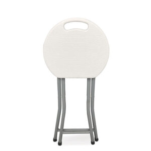 Rough n Ready Folding Stool, Backless, Supports Up to 300 lb, 18" Seat Height, White Seat, Charcoal Base, 4/Carton