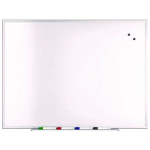 Magnetic Steel Dry Erase Board, 36" x 48", White Surface, Gray/Natural Aluminum Frame