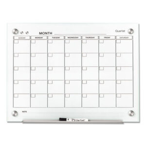 Infinity Magnetic Glass Calendar Board, Monthly Planning/Scheduling, 24" x 18", White Surface