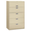 Brigade 600 Series Lateral File, 4 Legal/Letter-Size File Drawers, 1 Roll-Out File Shelf, Putty, 42" x 18" x 64.25"