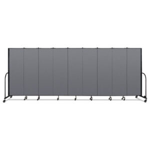 Portable Room Divider, 16 ft 9" x 0.75" x 6 ft, Vinyl/Fiberglass/Steel, Gray