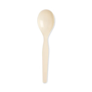 SmartStock Plastic Cutlery Refill, Series-O, Mediumweight Soup Spoon, Beige, 40/Pack, 24 Packs/Carton