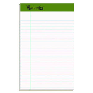 Earthwise by Ampad Recycled Paper Legal Pads, Wide/Legal Rule, 40 White 5 x 8 Sheets, 6/Pack