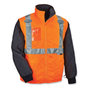 GloWear 8287 Class 2 Hi-Vis Jacket with Removable Sleeves, 5X-Large, Orange