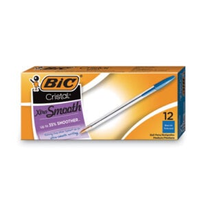 Cristal Xtra Smooth Ballpoint Pen, Stick, Medium 1 mm, Blue Ink, Clear Barrel, Dozen