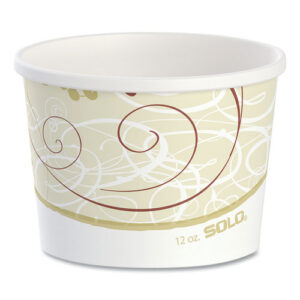 Double Poly Paper Food Containers, 12 oz, 3.6" Diameter x 3.3" h, Symphony Design, 25/Pack, 20 Packs/Carton