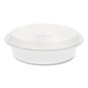 Newspring VERSAtainer Microwavable Containers, Round, 35 oz, 8 x 8 x 2.5, White/Clear, Plastic, 150/Carton