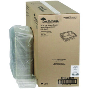 EarthChoice Tamper Evident Recycled Hinged Lid Deli Container, 24 oz, 7.25 x 6.37 x 2, Clear, Plastic, 231/Carton