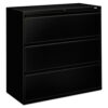 Brigade 800 Series Lateral File, 3 Legal/Letter-Size File Drawers, Black, 42" x 18" x 39.13"