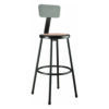 6200 Series Heavy Duty Steel Stool With Backrest, Supports Up to 500 lb, 30" Seat Height, Brown Seat, Black Back/Base