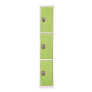 Steel Storage Locker, 3 Compartment, 12 x 12 x 72, Green