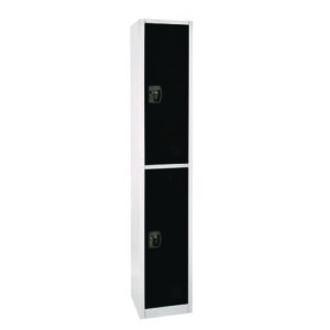 Steel Storage Locker, 2 Compartment, 12 x 12 x 72, Black