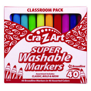 Super Washable Markers, Broad Bullet Tip, Assorted Colors, 40/Set