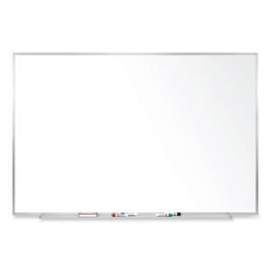 Magnetic Porcelain Whiteboard with Aluminum Frame, 72.5" x 48.5", White Surface, Satin Aluminum Frame