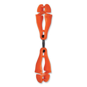 Squids 3420 Dual Clip Swivel Glove Clip Holder, 1 x 0.6 x 5.5, Acetal Copolymer, Orange, 100/Pack