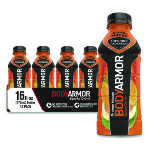 SuperDrink Sports Drink, Orange Mango, 16 oz Bottle, 12/Pack