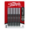 Professional Design Rollerball Pen, Stick, Fine 0.5 mm, Black Ink, Black Barrel, 8/Pack