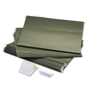 Hanging File Folders, Large Format, 1/5-Cut Tabs, Standard Green, 25/Box