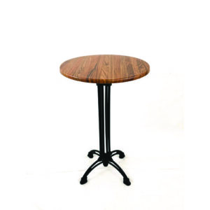Topalit Tables, Round, 24" dia x 44"h, Teak Top, Black Iron Base/Legs