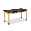 Classroom Book Compartment Science Table, 60w x 24d x 30h, Black ChemGuard High Pressure Laminate (HPL) Top, Oak Base