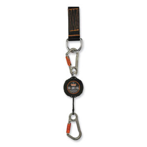 Squids 3011 Retractable Lanyard with Tool + Swivel Anchor Carabiners, 8 lb Max Working Capacity, 48" Long, Black