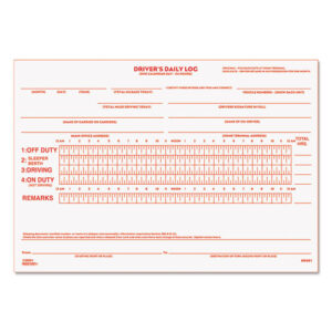 Driver's Daily Log Book with Daily Record and Hours Summary, Two-Part Carbonless, 7.88 x 5.5, 31 Forms Total