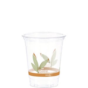 Bare Eco-Forward RPET Cold Cups, Squat, 12 oz to 14 oz, Plastic, Leaf Design, 50/Pack