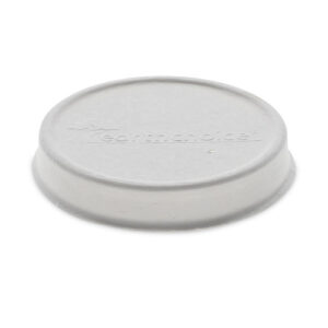 EarthChoice Compostable Soup Cup Lid, For 8 oz to 16 oz Soup Cups, 4" Diameter, Natural, Sugarcane, 500/Carton