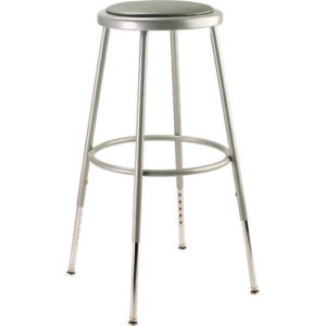 6400 Series Height Adjustable Heavy Duty Vinyl Padded Steel Stool, Supports 500 lb, 25" to 33" Seat Height, Gray Seat/Base
