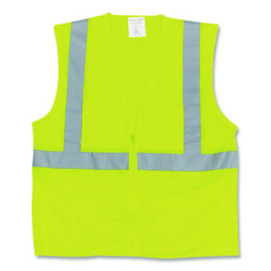 ANSI Class 2 Two-Pocket Zipper Mesh Safety Vest, 2X-Large, Hi-Viz Lime Yellow