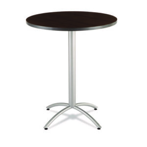 CafeWorks Table, Bistro-Height, Round, 36" x 42", Walnut Top, Silver Base