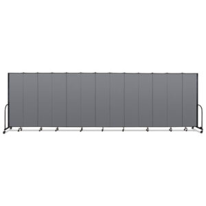 Portable Room Divider, 24 ft 1" x 0.75" x 7 ft 4", Vinyl/Fiberglass/Steel, Gray
