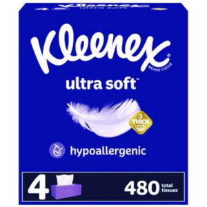 Ultra Soft Facial Tissue, 3-Ply, White, 120/Box, 4 Boxes/Pack, 8 Packs/Carton