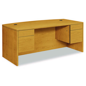 10500 Series Bow Front Double Pedestal Desk, 72" x 36" x 29.5", Harvest