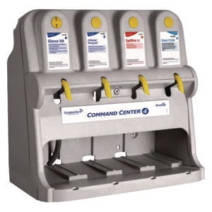 Command Center Dispensing System, 4 Button Air Gap Eductors, 27.5 x 17 x 27.5, Gray
