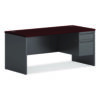 38000 Series Right Pedestal Desk, 66" x 30" x 29.5", Mahogany/Charcoal
