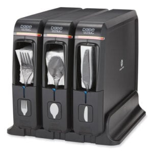 SmartStock Wrapped Cutlery Dispenser, Holds Forks/Knives/Spoons, 12.44 x 11.17 x 10.5, Black