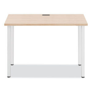 Essentials Writing Table-Desk, 42" x 23.82" x 29.53", Natural Wood/Silver
