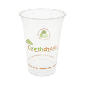 EarthChoice Compostable Cold Cup, 20 oz, Plastic, Clear/Printed, 600/Carton