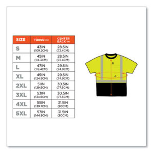 GloWear 8280BK Class 2 Performance T-Shirt with Black Bottom, Polyester, Large, Lime