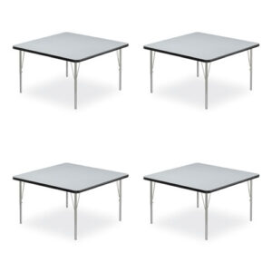 Adjustable Activity Tables, Square, 48" x 48" x 19" to 29", Gray Top, Silver Legs, 4/Pallet